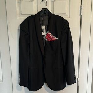 NWT CooFandy Black Suit with red bow tie Jacket size large men’s